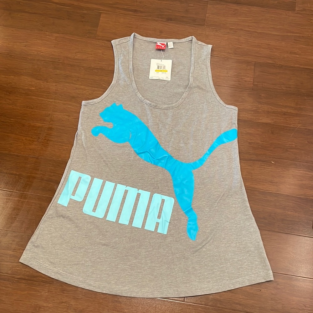 PUMA Sport Lifestyle athletic gray and blue swing tank